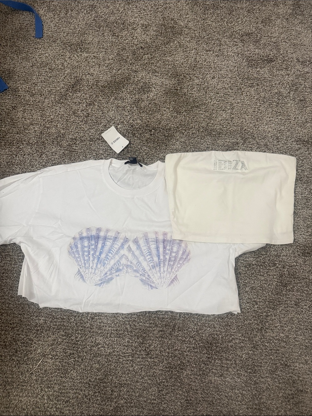 Forever 21 Cropped Tee and Cropped Tube Top Vacation Shirt Set NWT